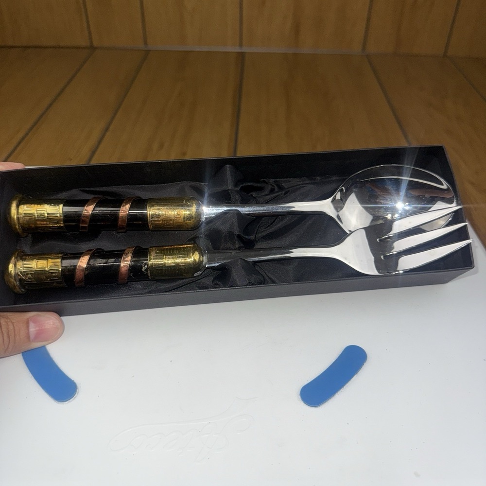 Unique‎ Creative Copper Spoon & Fork Salad Serving  Made in South Africa